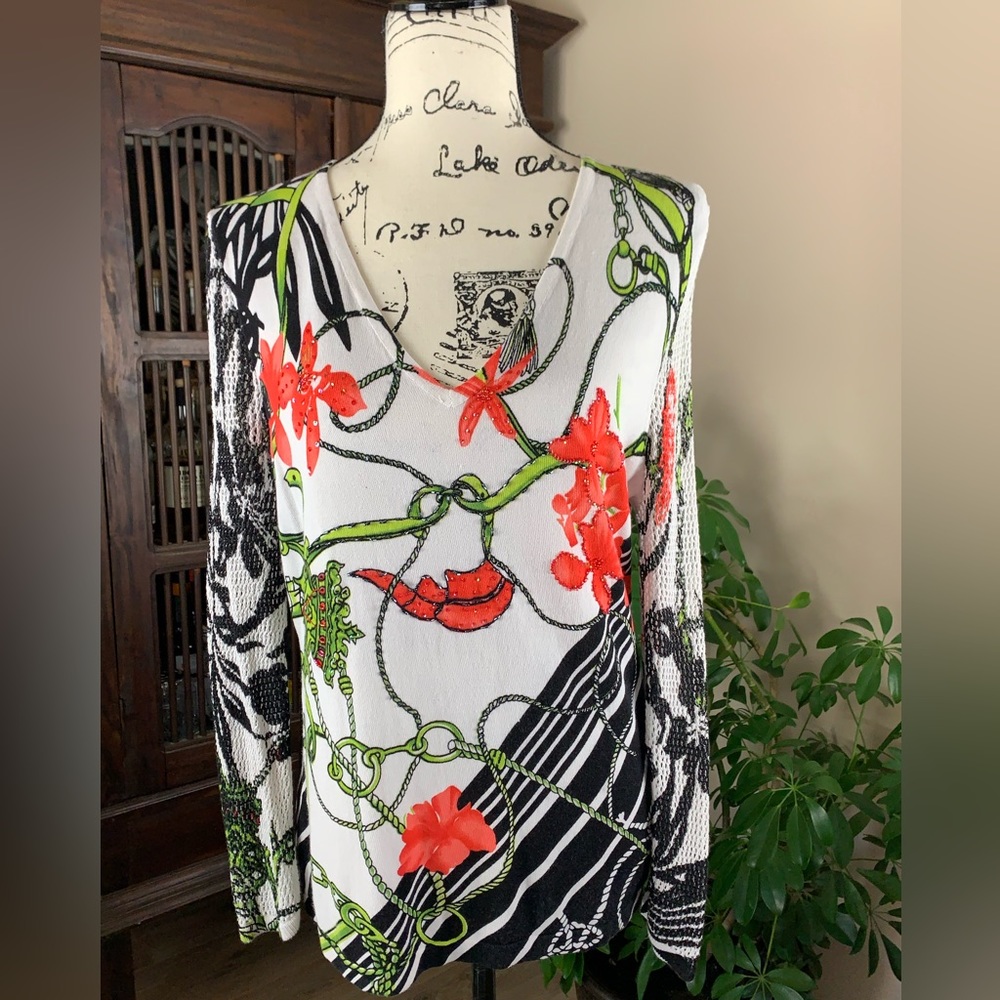 Vintage Nygard Collection Tropical Print Sweater